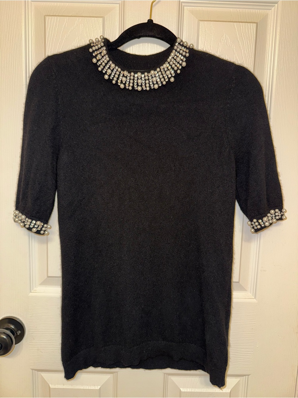 Charter Club Cashmere Pearl Embellished Top S